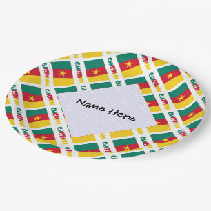Cameroon Cameroonian Flag Tiled Personalized Paper Plate