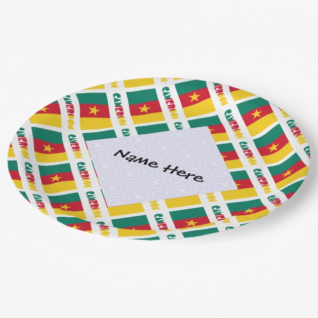 Cameroon Cameroonian Flag Tiled Personalized  Paper Plate (Angled)