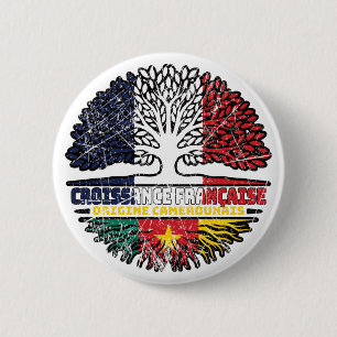 Cameroon Cameroonian French France Tree Roots Flag 2 Inch Round Button