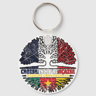 Cameroon Cameroonian French France Tree Roots Flag Keychain