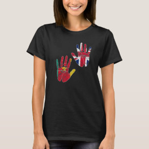 Cameroon Cameroonian Uk England Flag Hand Mixed Dn T-Shirt