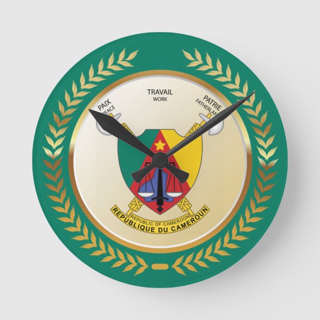 Cameroon Coat of Arms Round Clock (Front)