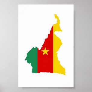 cameroon country flag map shape silhouette symbol poster