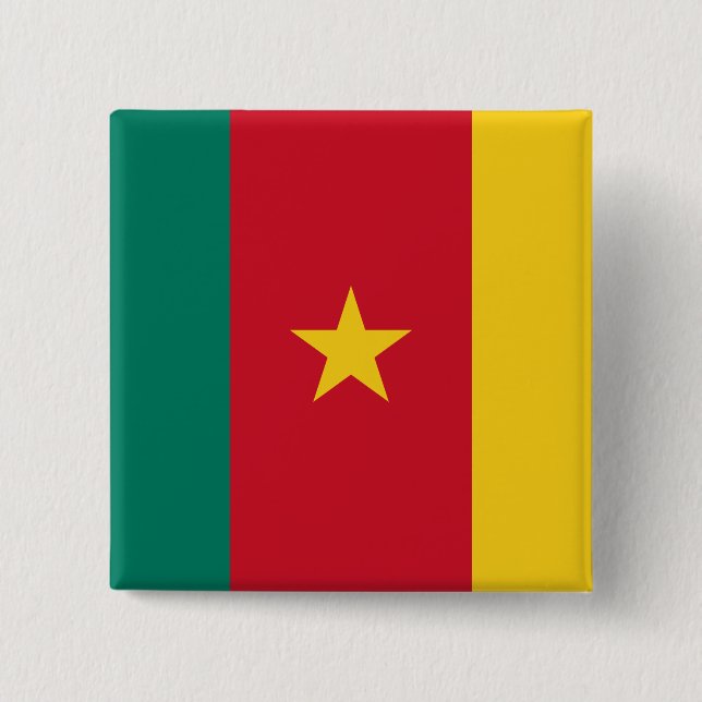 Cameroon Flag 2 Inch Square Button (Front)