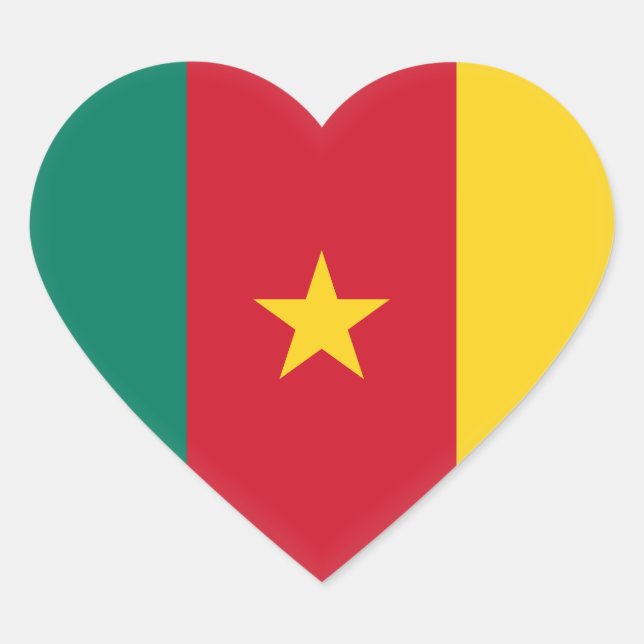Cameroon Flag Heart Sticker (Front)