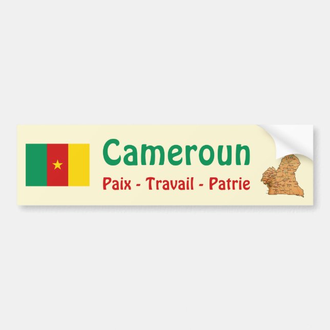 Cameroon Flag + Map Bumper Sticker (Front)