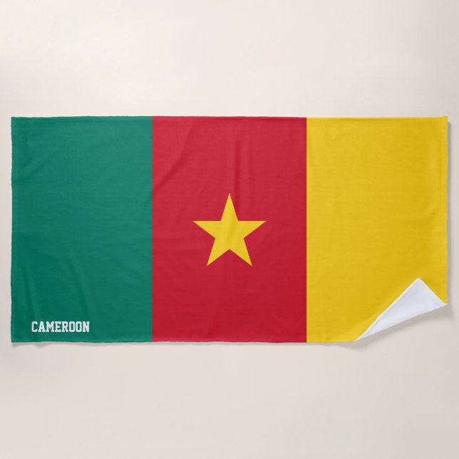 Cameroon Flag Splendid Patriotic Beach Towel (Front)