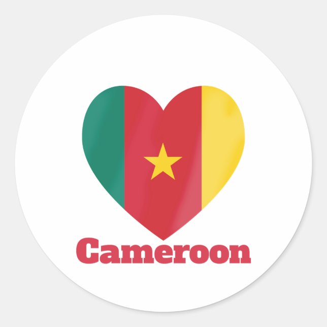 Cameroon Heart Flag Classic Round Sticker (Front)