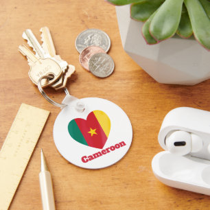 Cameroon Heart Flag Keychain