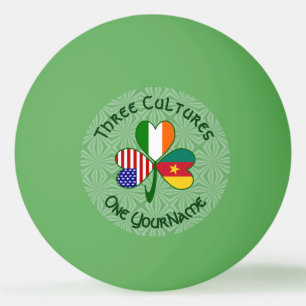 Cameroon Ireland USA Shamrock Flag Personalized Ping Pong Ball