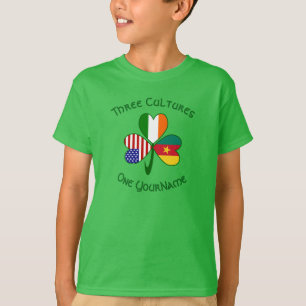 Cameroon Ireland USA Shamrock Flag Personalized  T-Shirt