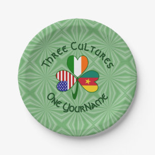 Cameroon Ireland USA Shamrock Personalize Text Paper Plate