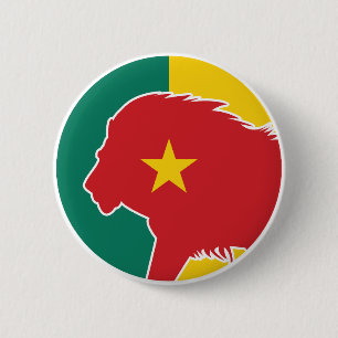 Cameroon Lion Cameroonian National Animal Flag 2 Inch Round Button