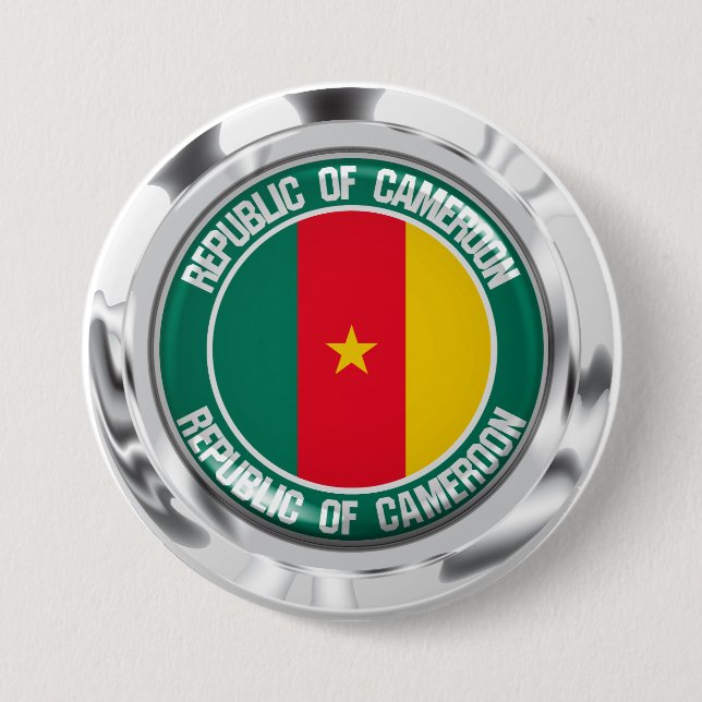 Cameroon Round Emblem 3 Inch Round Button (Front)