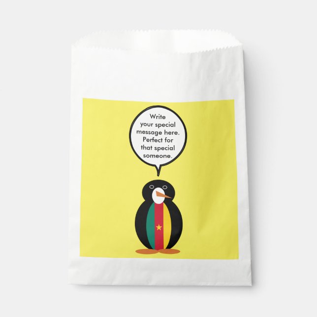 Cameroon Talking Ms Penguin Personalized  Favour Bag (Front)