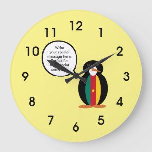 Cameroon Talking Ms Penguin Personalized Large Clock