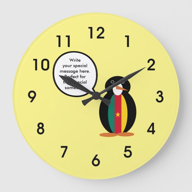Cameroon Talking Ms Penguin Personalized  Large Clock (Front)