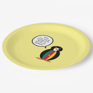 Cameroon Talking Ms Penguin Personalized  Paper Plate