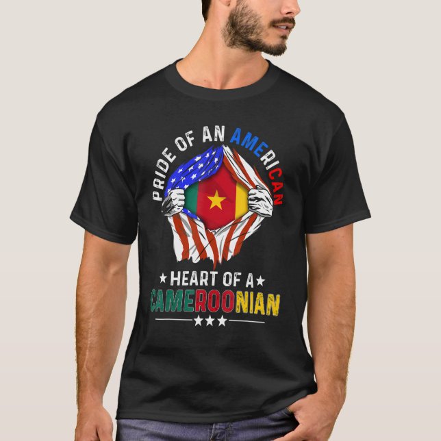 Cameroonian American America Pride Foreign Cameroo T-Shirt (Front)