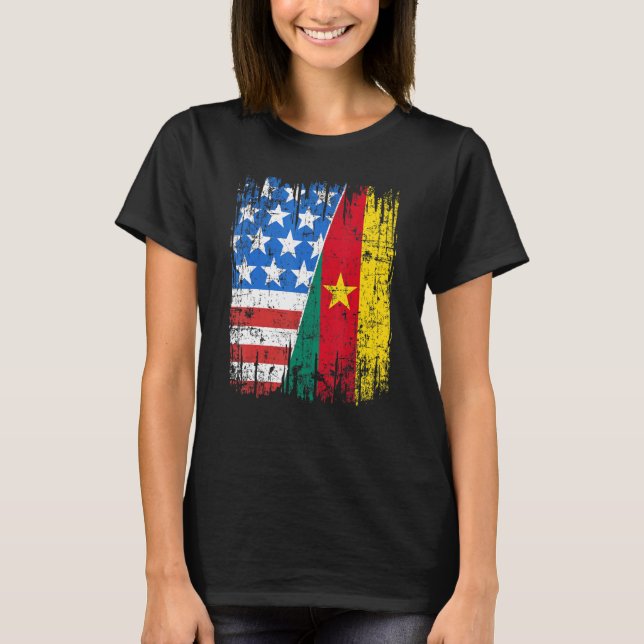 Cameroonian American Flag Cameroon Usa T-Shirt (Front)