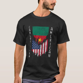 Cameroonian American Flags Ripped Torn Cameroon T-Shirt
