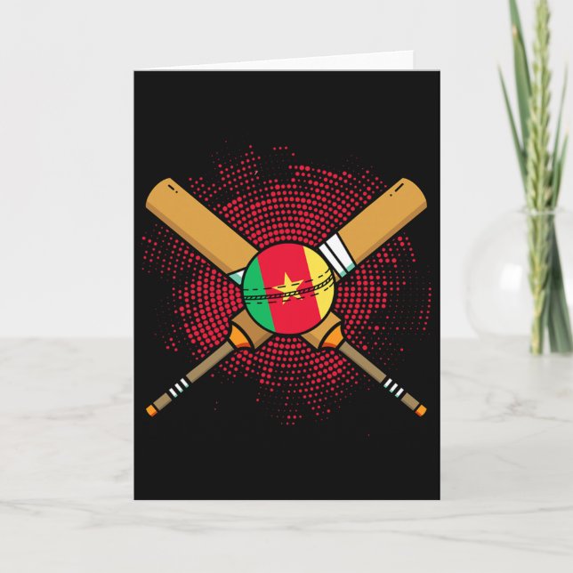 Cameroonian Cricket Racket And Ll Flag Of Cameroon Card (Front)
