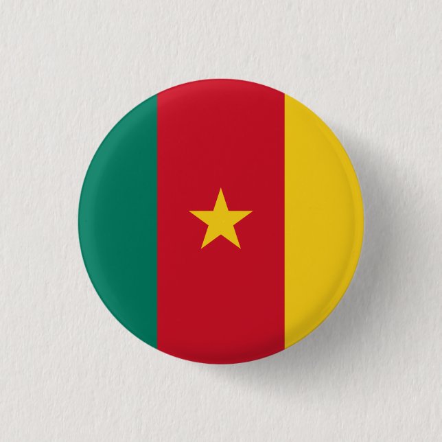 Cameroonian Flag, Flag of Cameroon 1 Inch Round Button (Front)