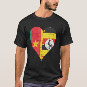 Cameroonian Ugandan Flag Heart T-Shirt