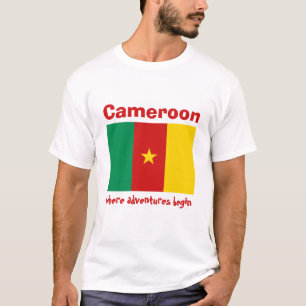 Cameroun Drapeau + Carte + Texte T-shirt