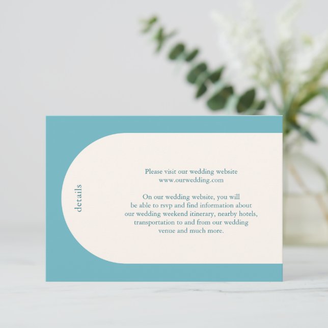 Camila Aqua Arch Modern Wedding Enclosure Card (Standing Front)