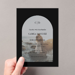 Camila Black Arch Modern Wedding Acrylic Invitations
