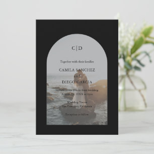 Camila Black Arch Modern Wedding Invitation