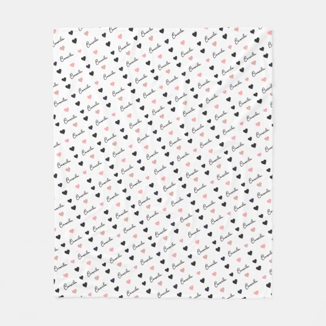 Camila custom name pattern of love hearts fleece blanket (Front)