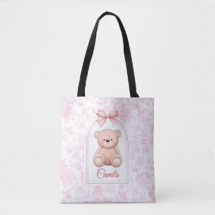 Camila   Custom Pink Teddy Bear Nursery Design  Tote Bag