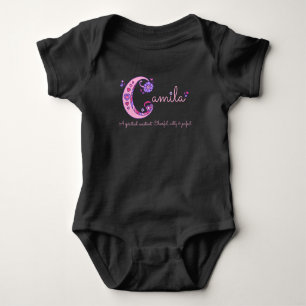 Camila girls name & meaning C monogram baby romper