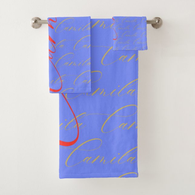 Camila Repeating Name Pattern  Bath Towel Set (Insitu)