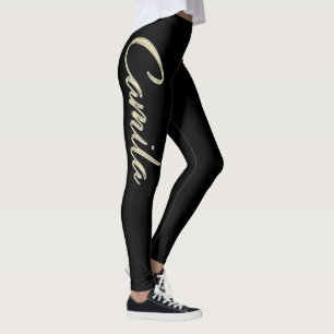 Camila white gold Handwriting Hose Leggings