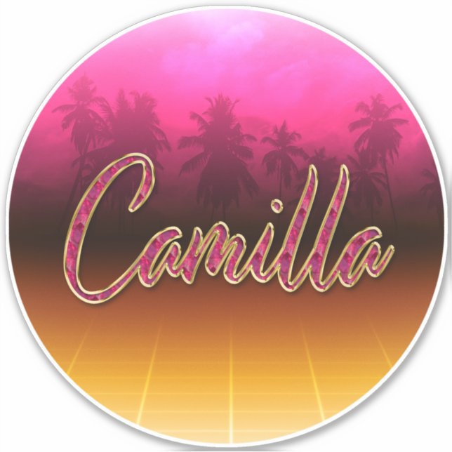 Camilla First Name Golden pink Sticker (Front)