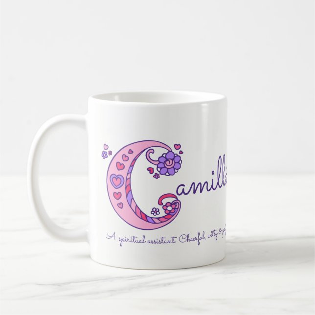Camilla name meaning decorative C monogram mug (Left)