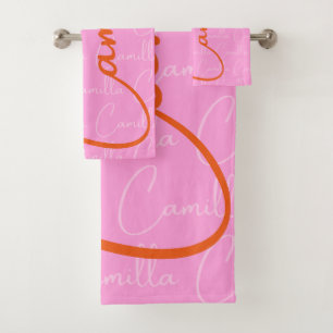 Camilla Repeating Name Pattern Bath Towel Set