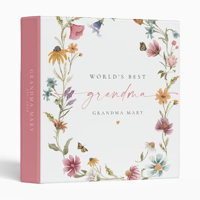 CAMILLA Wildflower Butterfly World's Best Grandma Binder (Front/Spine)