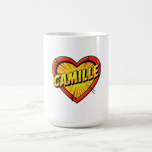 Camille Comic Pop Art Heart Name Coffee Mug