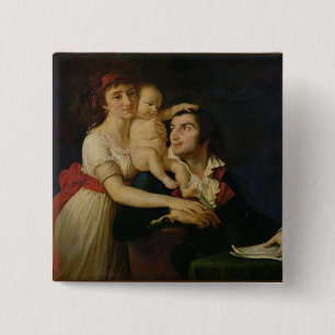 Camille Desmoulins  his wife Lucile  and their 2 Inch Square Button