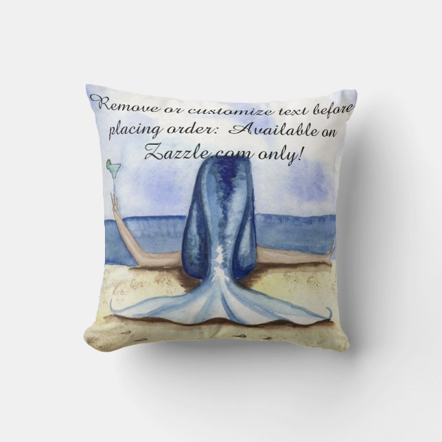 Camille Grimshaw Beach Margarita Mermaid Pillow (Front)