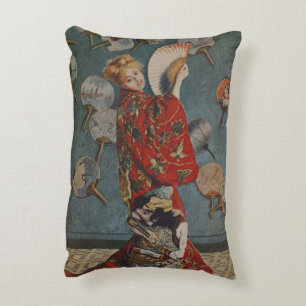 Camille Monet in Japanese Costume by Claude Monet Accent Pillow