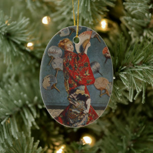 Camille Monet in Japanese Costume by Claude Monet Ceramic Ornament