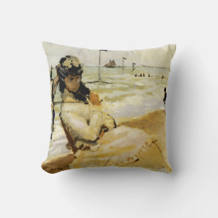 Camille on the Beach at Trouville Throw Pillow