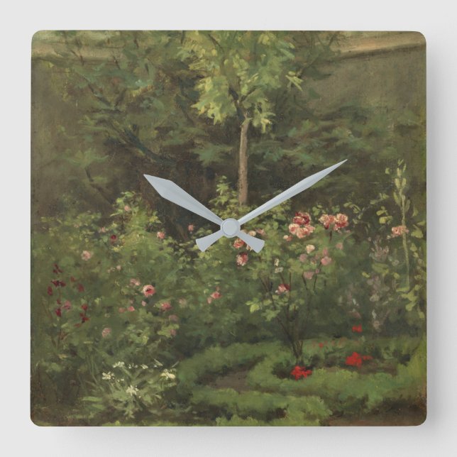 Camille Pissarro | A Rose Garden Square Wall Clock (Front)