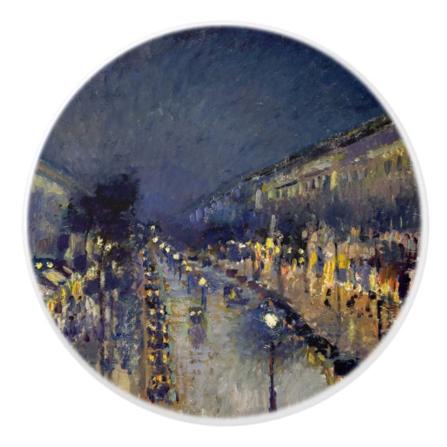 Camille Pissarro - Boulevard Montmartre at Night Ceramic Knob (Front)