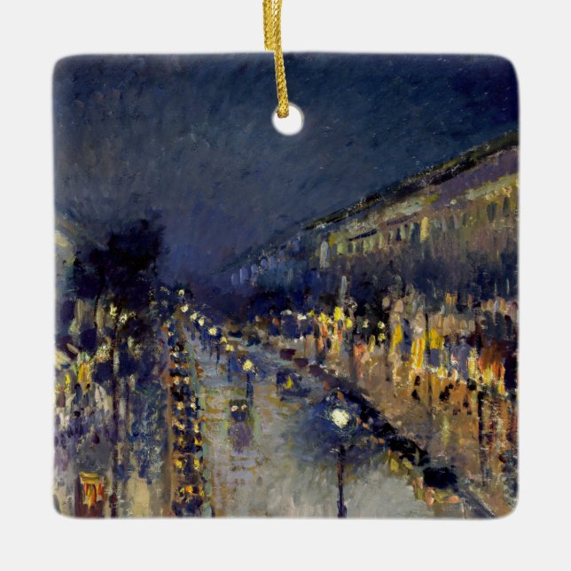 Camille Pissarro - Boulevard Montmartre at Night Ceramic Ornament (Front)